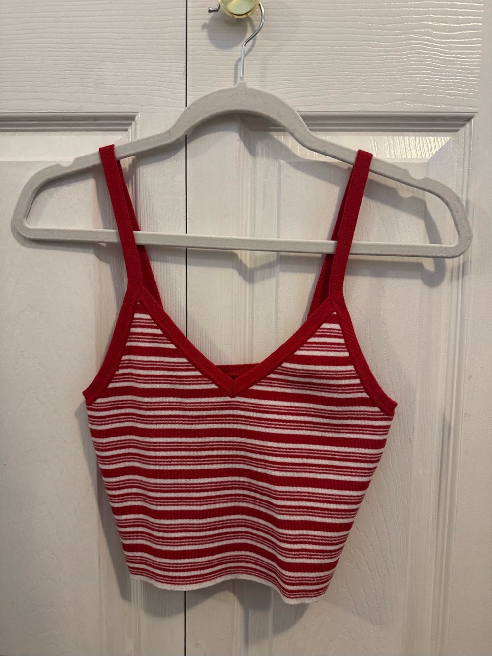La Hearts Red & White Striped V-Neck Cropped Cami